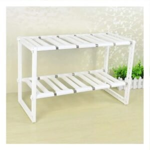 Estante de Cocina en Tonalidad Blanco con Doble Estanteria para el Orden