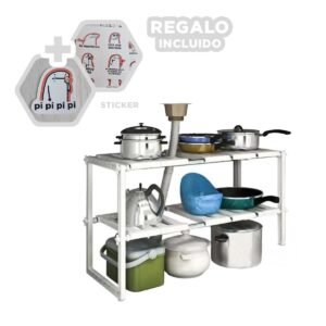 Estante de Cocina Blanco con Estructura de Plastico Muy Firme Y+Regalo Sticker