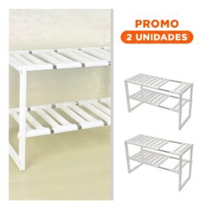Pack2 Soporte de Menaje Blanco para un Almacenamiento de dos Pisos