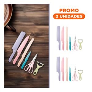 Pack2 Juego Profesional de Cocina 6 Piezas de Colores