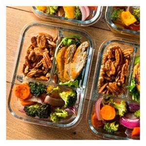 Recipiente de Vidrio Verde con 3 Divisiones para Alimentos en Cocina