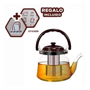 Jarra 850ml Transparente con Tapa Guinda para Estacion de Tea y Coffee Y+Regalo Sticker
