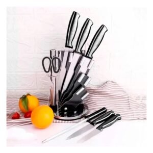 Set de Cuchillos de 7 Unidades Color Negro en Acero Inoxidable con Mango Ergonomico para Cocina