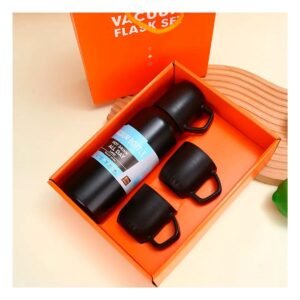 Termo de 500 ml con 3 Tazas Negro para Hogar y Oficina Moderna