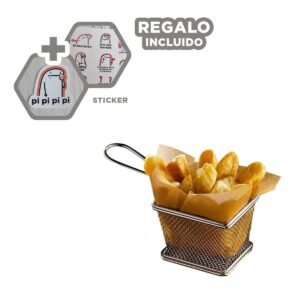 Cesta para Snacks Fritos Plateada 10x8x7 cm Presentacion Profesional Y+Regalo Sticker