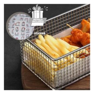 Cesta para Snacks Fritos Plateada 25,5x13x7 cm Presentacion Profesional Y+Regalo Sticker