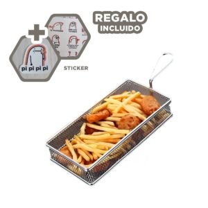 Cesta para Snacks Fritos Plateada 25,5x13x4,5 cm Presentacion Profesional Y+Regalo Sticker