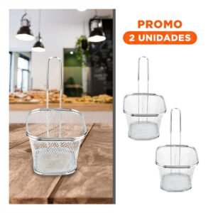 Pack2 Canastilla Metalica para Frituras Plateada 13x8x8 cm Cocina Casera
