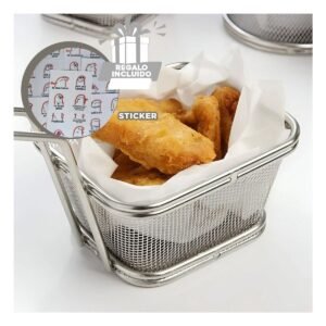 Cesta para Snacks Fritos Plateada 13x8x8 cm Presentacion Profesional Y+Regalo Sticker