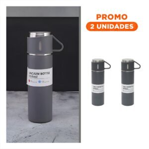 Pack2 Jarra Portatil Individual con Dos Tazas para Oficina Plomo