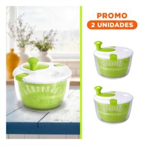 Pack2 Centrifugador Manual de Cocina para Verduras y Frutas Verde