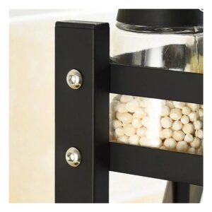 Rack Organizador de Especias en Acero Inoxidable Negro con 3 Niveles para Cocina