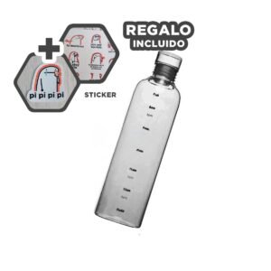 Frasco para Agua 500 ml Transparente Negro Ligero y Portatil para Oficina Y+Regalo Sticker