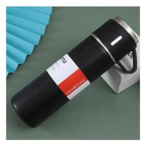 Botella Termica Individual con Dos Tazas para Cafe en Casa Negro
