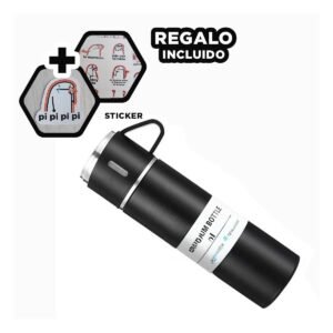 Contenedor Termico Individual con Dos Tazas para Viaje y Oficina Negro Y+Regalo Sticker