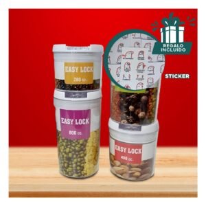 Set de Cocina con 4pz Fabricadas en Acrilico y Tapa de Plastico Resistente Y+Regalo Sticker