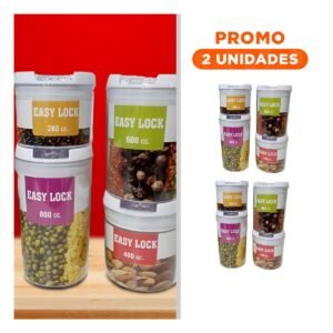 Pack2 Coleccion Organizada 4 Piezas en Acrilico con Tapa de Plastico Transparente