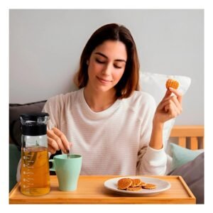 Jarra de Vidrio 900 ml con Filtro Transparente y Tapa Negra para Cocina