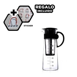 Contenedor de Vidrio 900 ml con Filtro Interno y Tapa Negra para Mesa Y+Regalo Sticker
