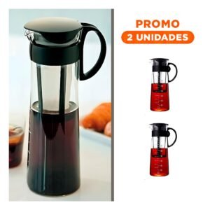 Pack2 Botella de Vidrio 900 ml con Filtro y Tapa Negra Transparente para Cocina