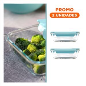 Pack2 Taper de vidrio 410 ml con tapa chico celeste para cocina moderna