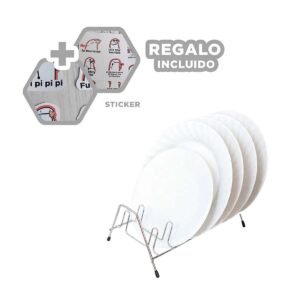 Soporte Escurridor Plateado para Tapas de Ollas 10 Ranuras Curvo Y+Regalo Sticker