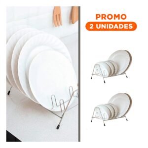 Pack2 Organizador Estable Plateado para Tapas de Ollas 10 Ranuras