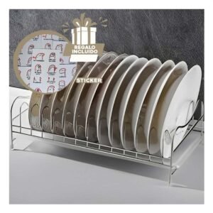 Separador Organizador Plateado para Platos 30x19x11cm de Cocina Y+Regalo Sticker
