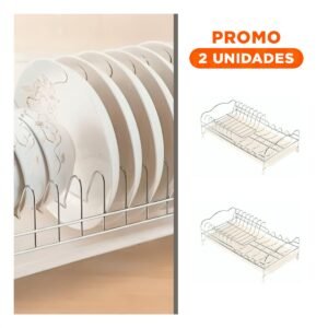 Pack2 Estante Estable Plateado para Platos de Dimensiones 30x19x11cm