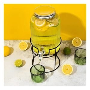 Dispensador de Bebida para Te e Infusiones Frias Negro y Transparente 5,5L