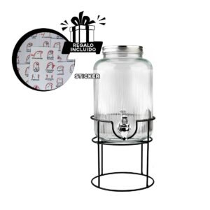 Dispensador de Bebida para Refrescos y Bebidas Frias Negro y Transparente 5,5L Y+Regalo Sticker