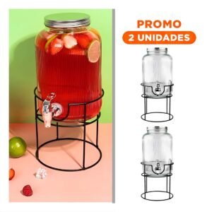 Pack2 Suministrador de Bebida para Agua y Bebidas Naturales Negro y Transparente 5,5L