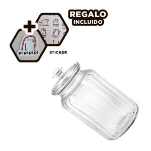 Frasco Multiuso de Vidrio Color Transparente con Capacidad de 2 Kilos Y+Regalo Sticker