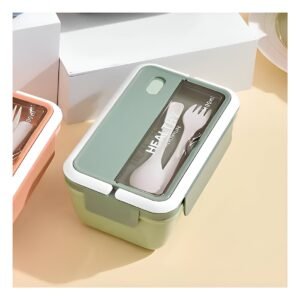 Taper Rectangular con Cubiertos para Lonchera 1100ml Verde