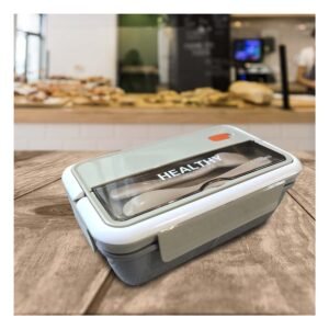 Taper Practico para Guardar Alimentos 1100ml y cubiertos Plomo