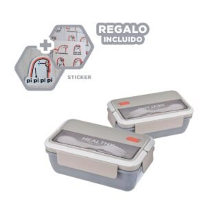Taper Hermetico para Mantener Fresco los Alimentos 1100ml y cubiertos Plomo Y+Regalo Sticker