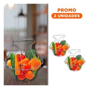 Pack2 Organizador de Acero para Freir y Colar 23cm Plateado perfecto para Cocina diaria
