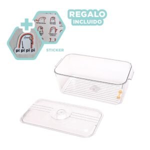 Bandeja acrilico 30x20x16cm transparente con tapa ovalada para mesa y cocina Y+Regalo Sticker