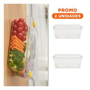 Pack2 Charola acrilico 30x20x16cm transparente con tapa ovalada y asas pequenas para hogar