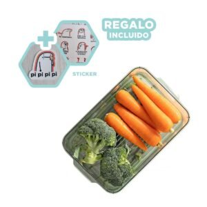 Bandeja Organizadora con Tapa Firme y Salida de Agua 30x20x15cm Transparente Y+Regalo Sticker