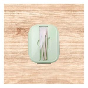 Taper de Vidrio con Cubiertos y 2 Divisiones para Almuerzo Verde