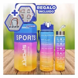 Tomatodo Trio Transparente Azul Fucsia y Amarillo Resistente Y+Regalo Sticker