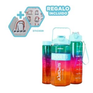 Tomatodo Trio Transparente Celeste Fucsia y Amarillo Resistente Y+Regalo Sticker