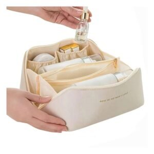 Cosmetiquero Elegante Neceser de Maquillaje para Viaje Blanco Compacto