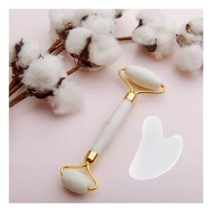 Masajeador Facial Set de 2 de Jade Blanco con Textura Suave para Relajacion