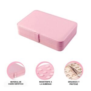 Joyero 22x14 cm Rosado Organizador de Joyas con Tapa y Divisiones Elegantes