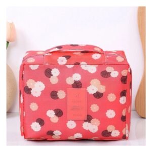 Neceser Viajero 20x15 cm Coral con Diseño Flores para Maquillaje