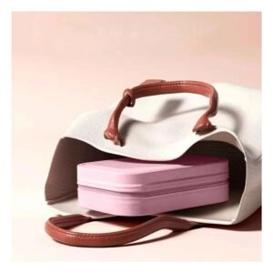 Joyero Organizadores con Espejo y LED 11,5x16,5x6cm Rosado para Mantener Tu Espacio Ordenado