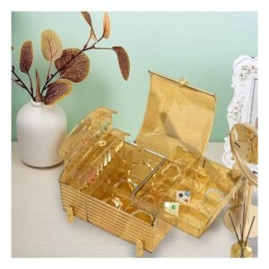 Organizador Baul para Cosmeticos con Cajones Amarillo Transparente 22x17x12,5cm