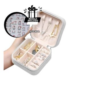 Caja para Joyas Mini Portatil Blanco con Espacios para Anillos y Collares Y+Regalo Sticker